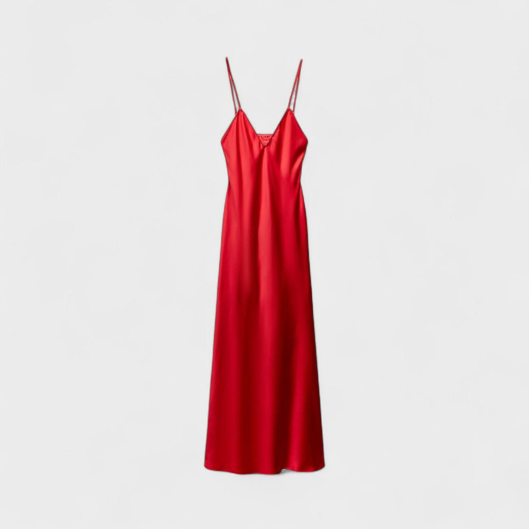 Karmine Suknelė - Minimalistinio Stiliaus Kirpimas