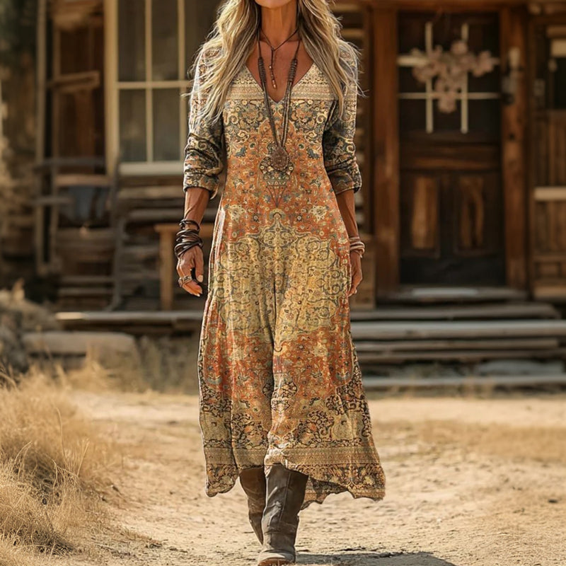 Klasikinė Ilgomis Rankovėmis Suknelė su Vintage Stiliumi (Modelis 1)