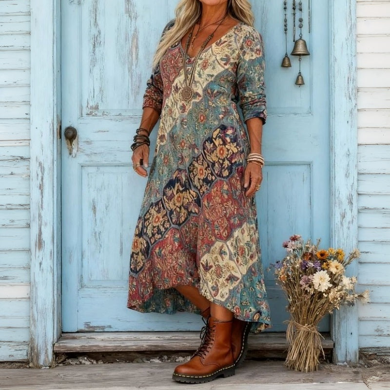 Klasikinė Ilgomis Rankovėmis Suknelė su Vintage Stiliumi (Modelis 2)