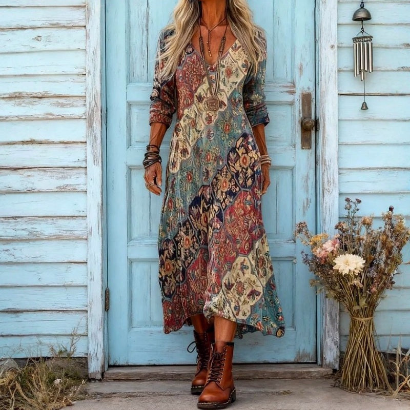 Klasikinė Ilgomis Rankovėmis Suknelė su Vintage Stiliumi (Modelis 2)