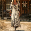 Vintage-Inspired Long Sleeve Daily Dress