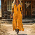 Vintage-Inspired Long Sleeve Casual Dress (Modelis 16)