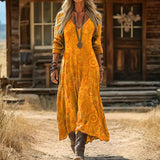 Vintage-Inspired Long Sleeve Casual Dress (Modelis 16)