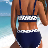 Aukšto Liemens Bikini su Taškeliais ir Patchwork