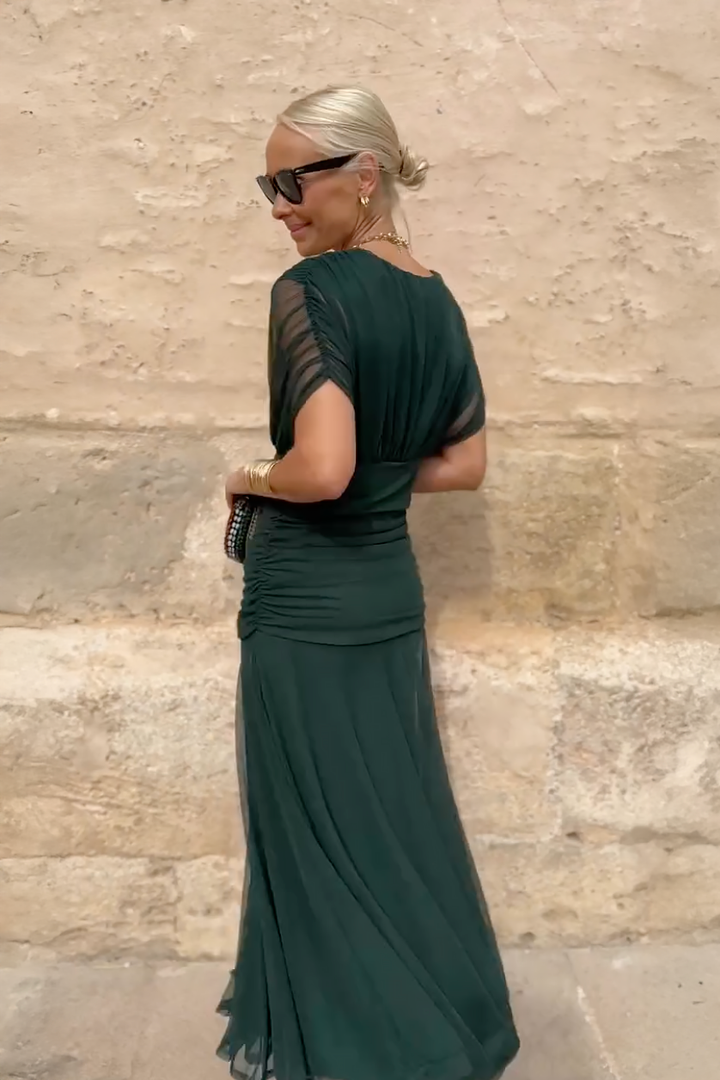 Elegantiška Maxi Suknelė Šventėms su V Formos Iškirpte