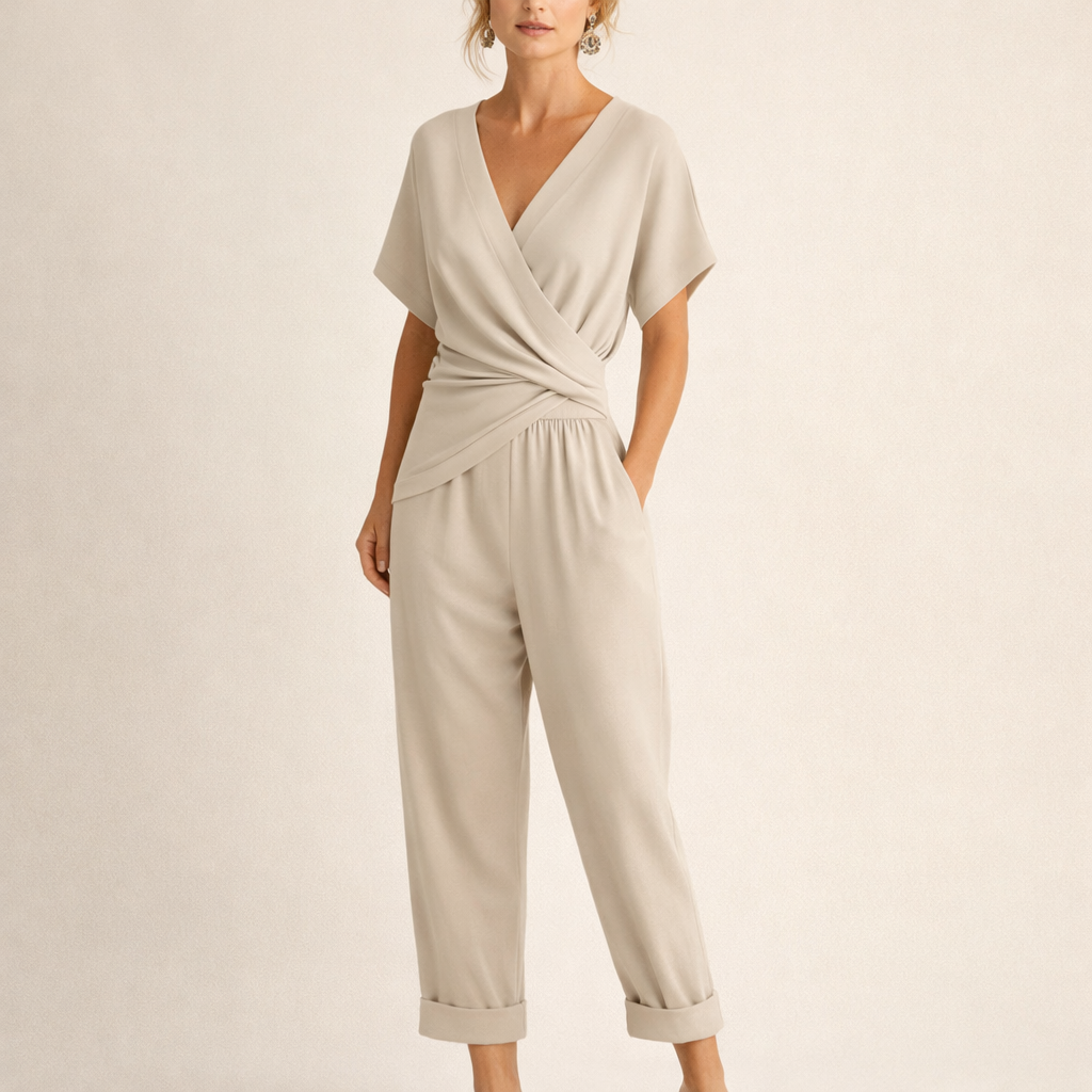 Elegantiškas Jumpsuit su V formos Dekolte