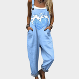 Patogus Raštuotas Jumpsuit (Mėlyna)