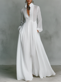 Minimalist Maxi Dress in Cotton and Linen