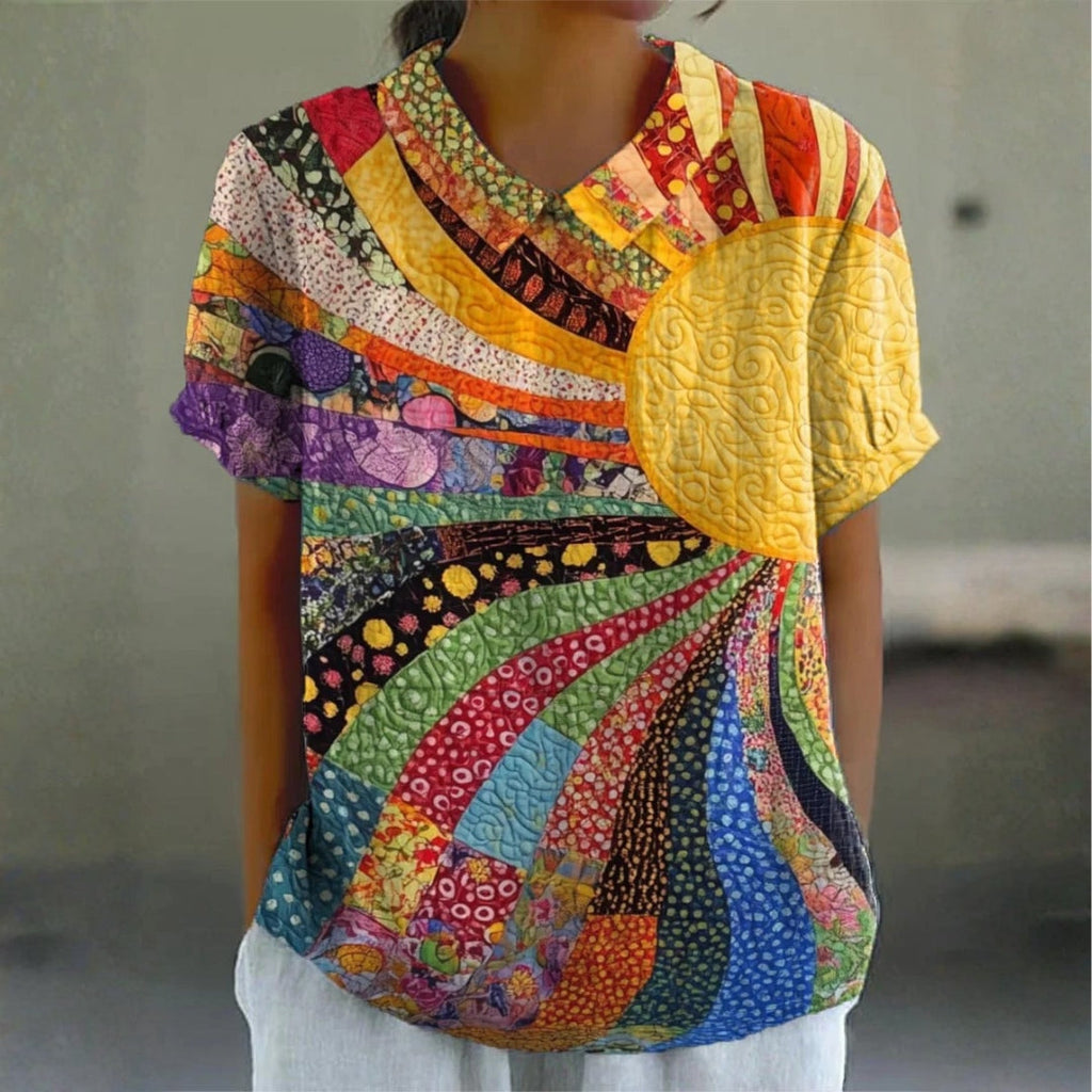 Saulės Spindulių Patchwork Marškiniai