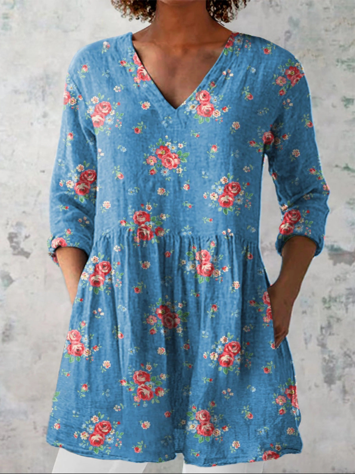 Mechthild | Ilga blusa su V formos iškirpte
