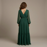 Chiffon Dress with V-Neckline