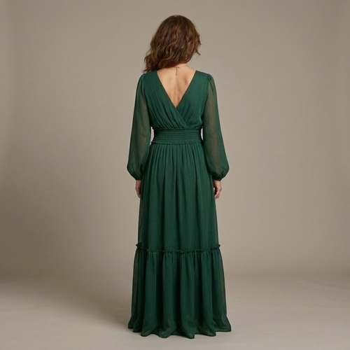 Chiffon Dress with V-Neckline