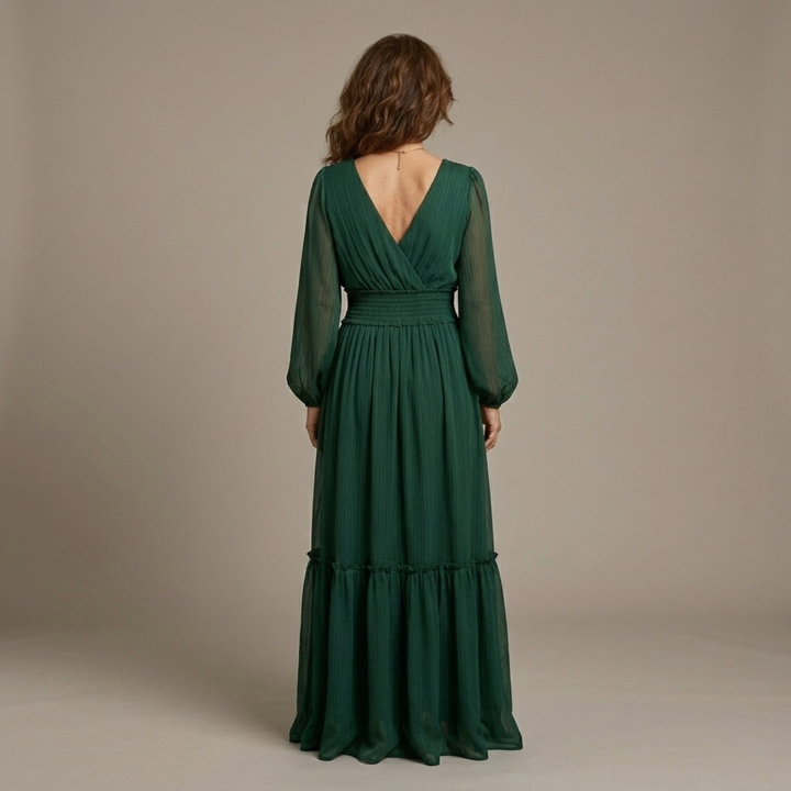 Chiffon Dress with V-Neckline