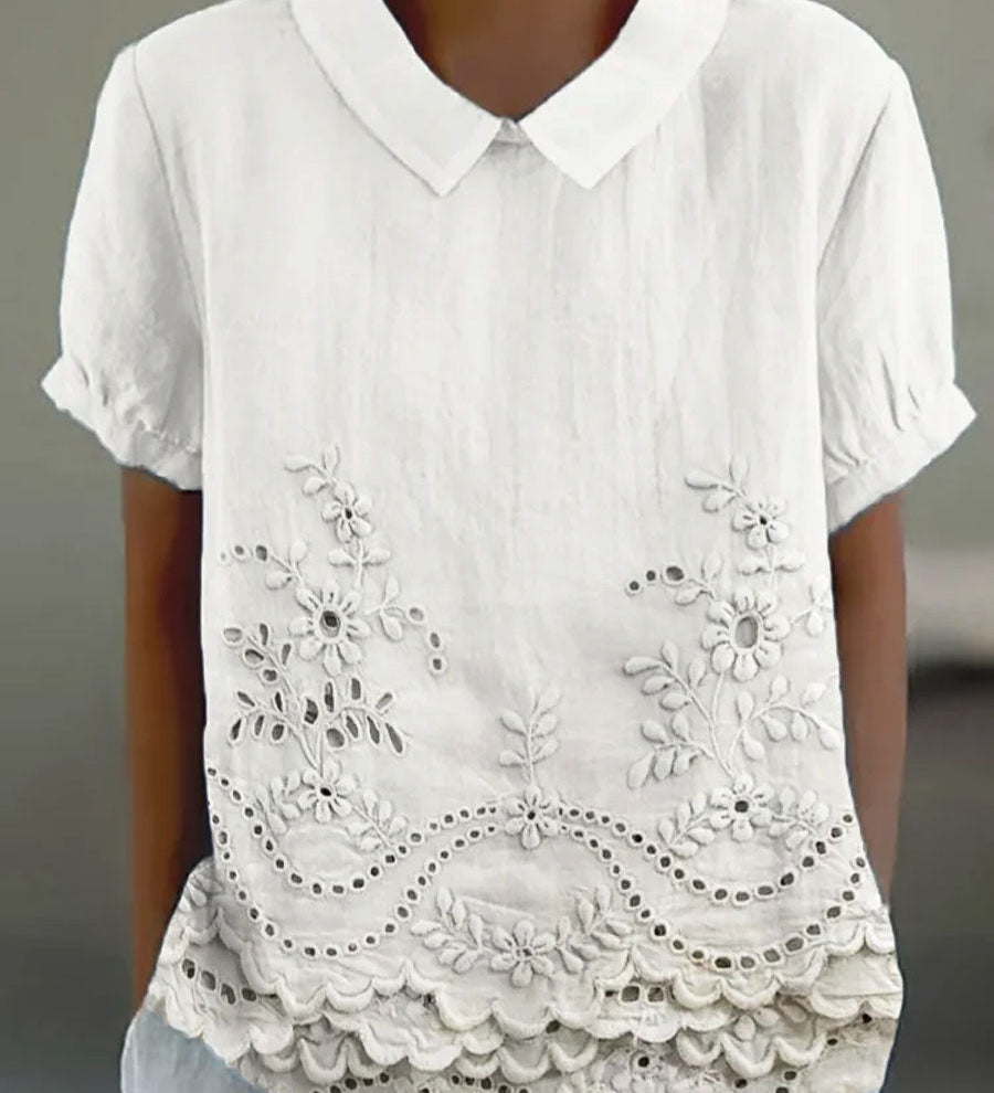 Siuvinėtos Gėlės Marškiniai
