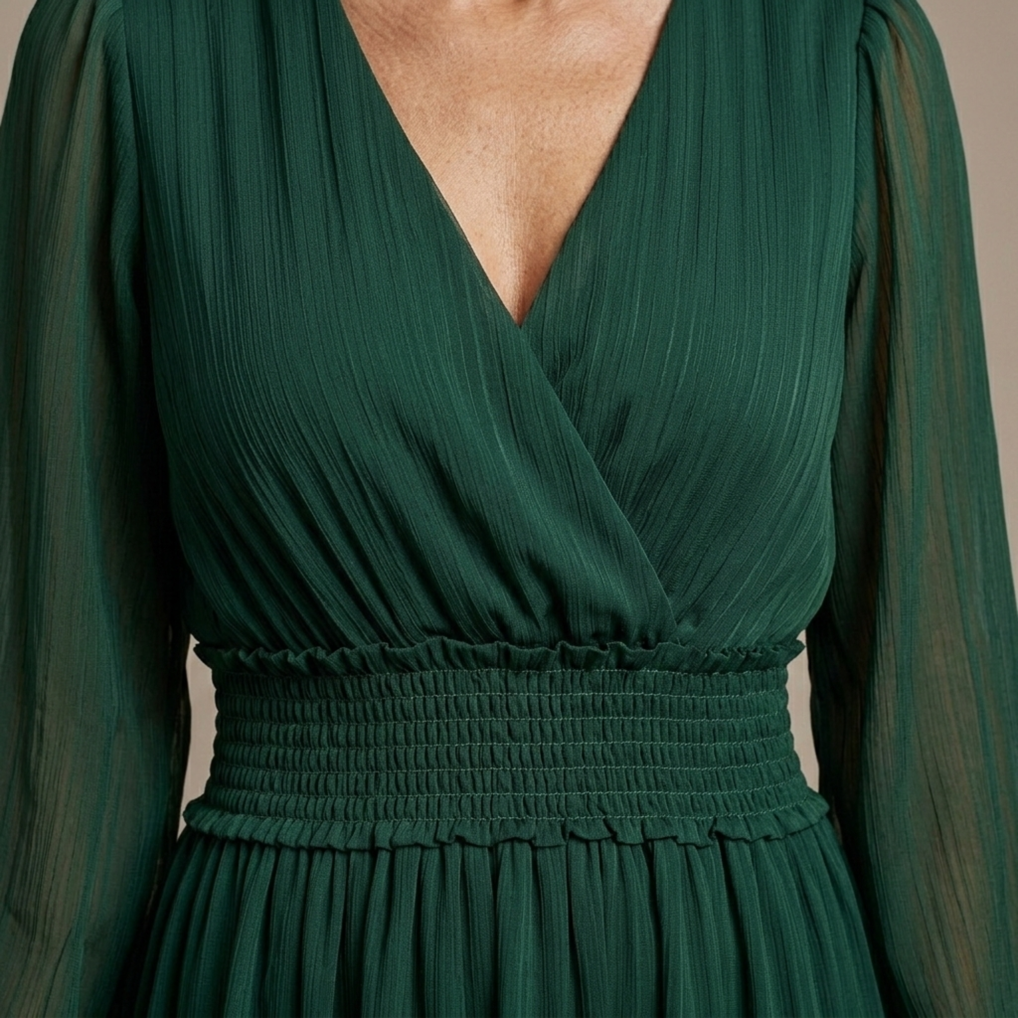 Chiffon Dress with V-Neckline