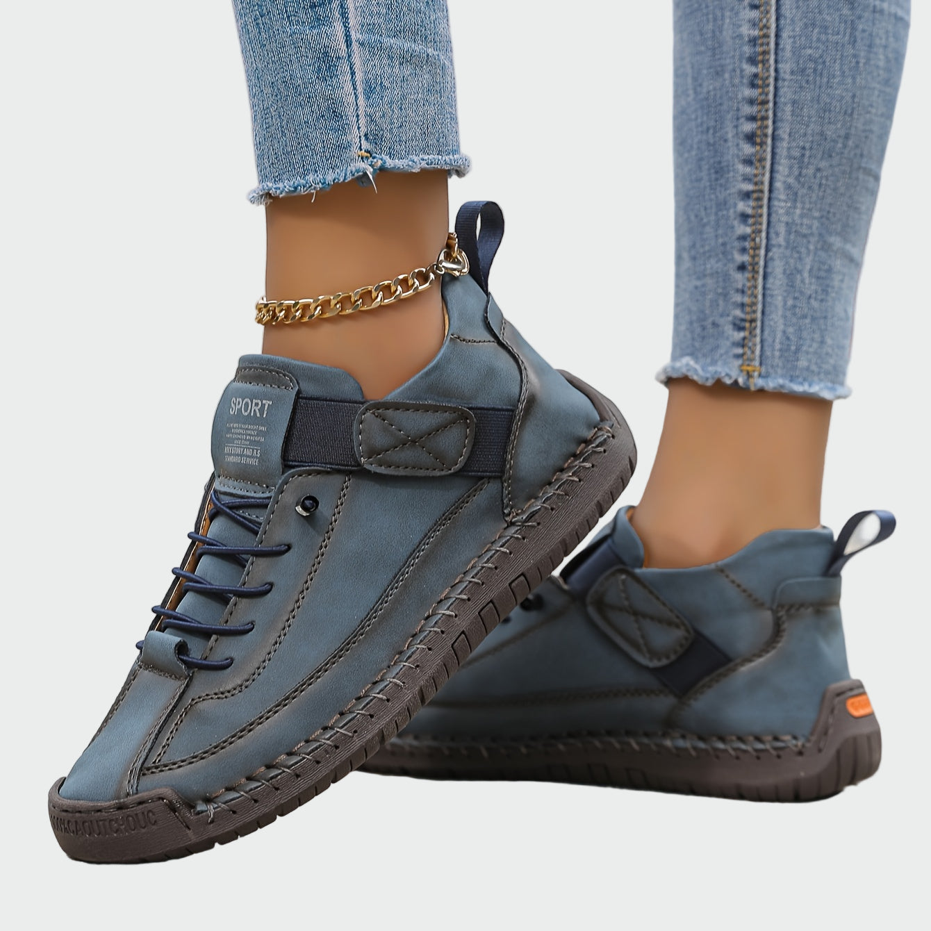 Orthopedic Leather Shoes (Tamsiai mėlyna)