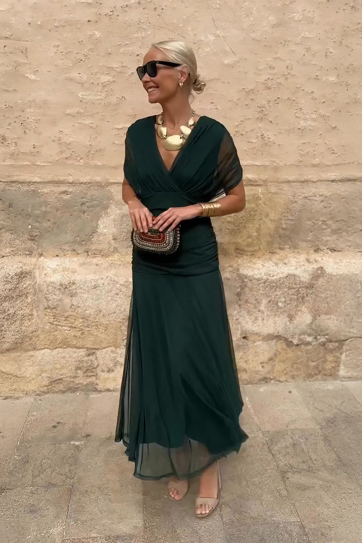 Elegantiška Maxi Suknelė Šventėms su V Formos Iškirpte