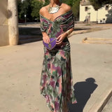 Elegantiška Maxi Suknelė Šventėms su V Formos Iškirpte
