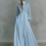 Minimalist Maxi Dress in Cotton and Linen