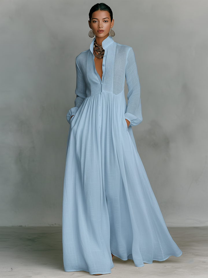 Minimalist Maxi Dress in Cotton and Linen