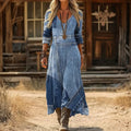 Vintage-Inspired Long Sleeve Casual Dress (Modelis 7)