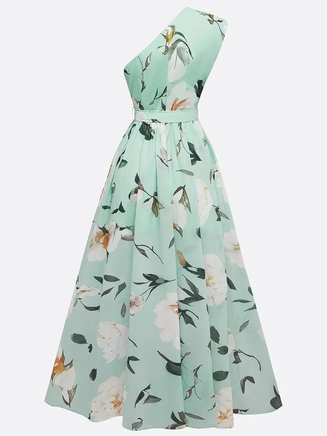 Amelie | Maxikleid Chiffon su gėlių raštu ir atviromis pečių dalimis šviesiai žalia