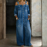 Off-Shoulder Denim Jumpsuit