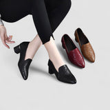 Vegan Leather High Heels with Delicate Embroidery