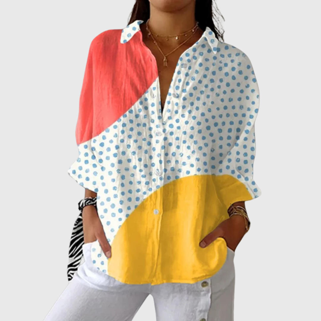 Mara | Lengva spalvinga blusa su spauda