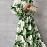 Ilga Elegantiška Suknelė (Žalia)