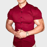 Slim Fit Trumpų Rankovių Marškiniai