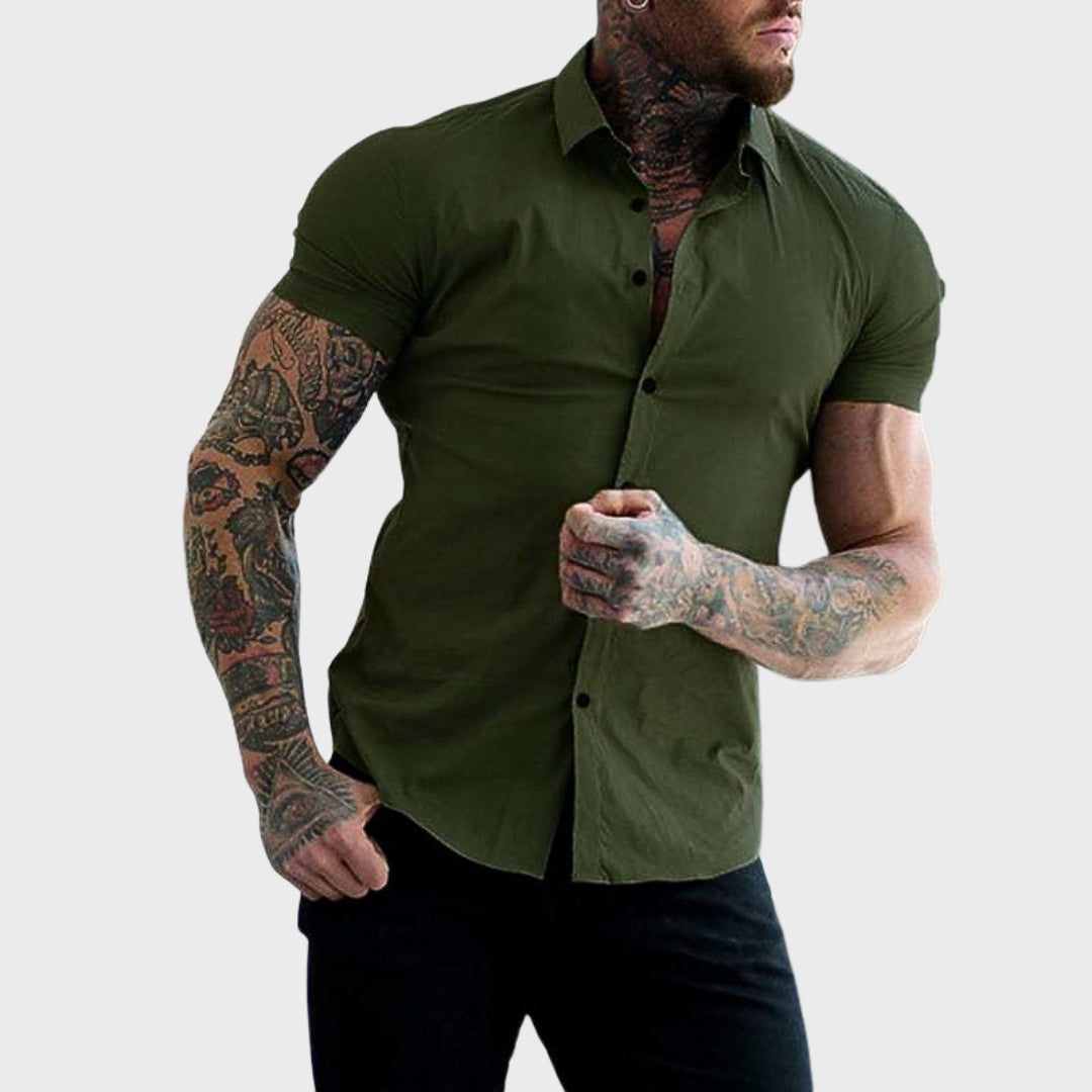 Slim Fit Trumpų Rankovių Marškiniai