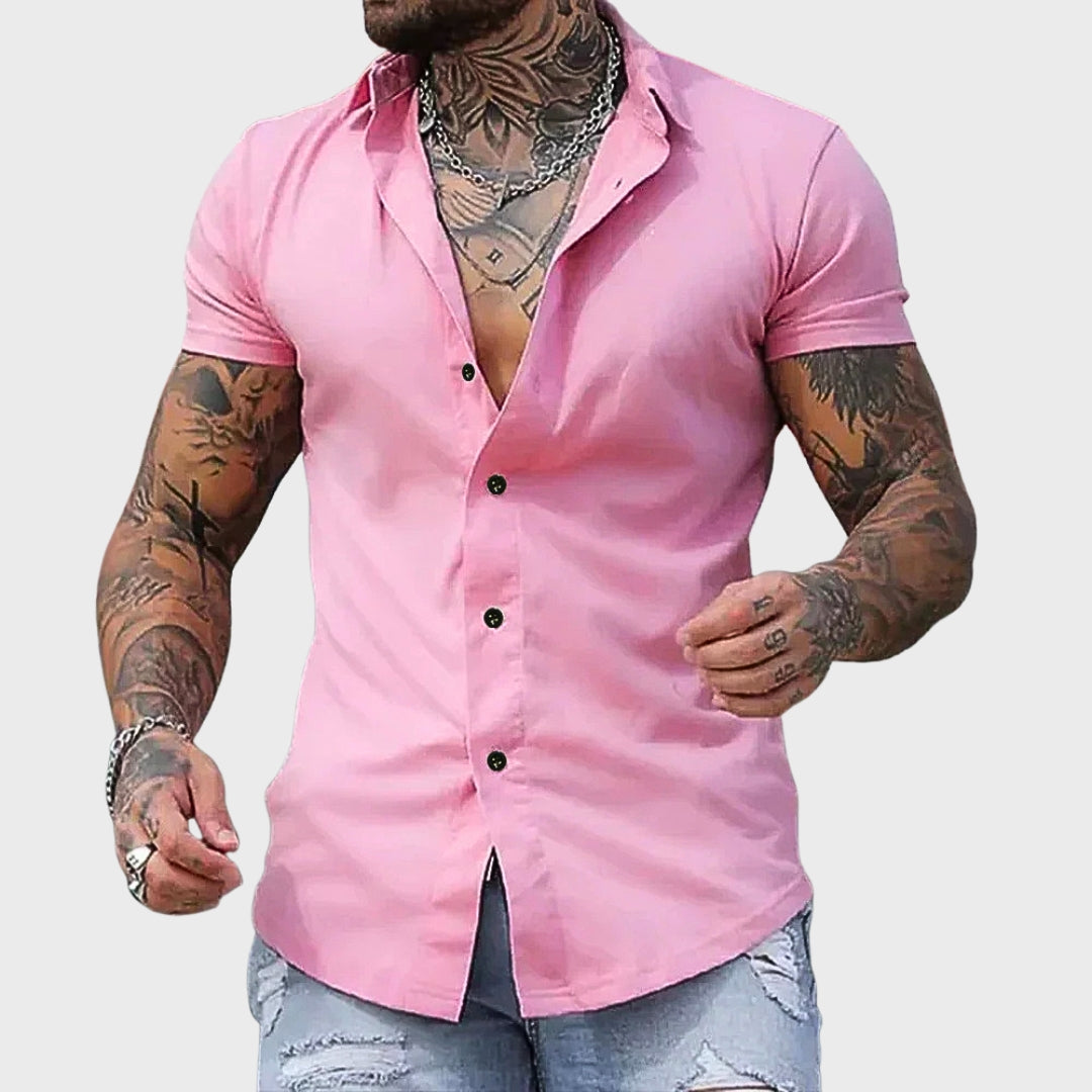 Slim Fit Trumpų Rankovių Marškiniai