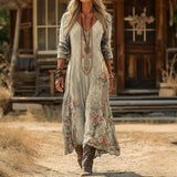 Vintage-Inspired Long Sleeve Casual Dress (Modelis 3)