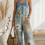 Denim Floral Jumpsuit