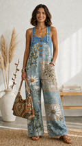 Denim Floral Jumpsuit