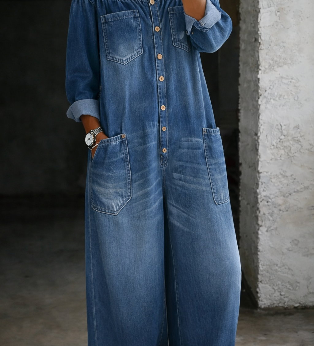 Jumpsuit su Ilgomis Rankovėmis ir Atidengtais Pečiais