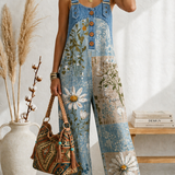 Denim Floral Jumpsuit