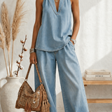 Džinsinis Jumpsuit be Petnešų
