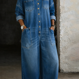 Off-Shoulder Denim Jumpsuit