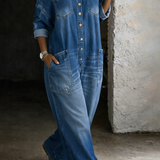 Off-Shoulder Denim Jumpsuit