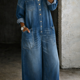 Off-Shoulder Denim Jumpsuit