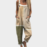 Patogus Raštuotas Jumpsuit (Bežinė / Žalia)