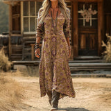 Vintage-Inspired Long Sleeve Casual Dress (Modelis 9)
