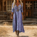 Vintage-Inspired Long Sleeve Casual Dress (Modelis 10)