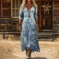 Vintage-Inspired Long Sleeve Casual Dress (Modelis 6)