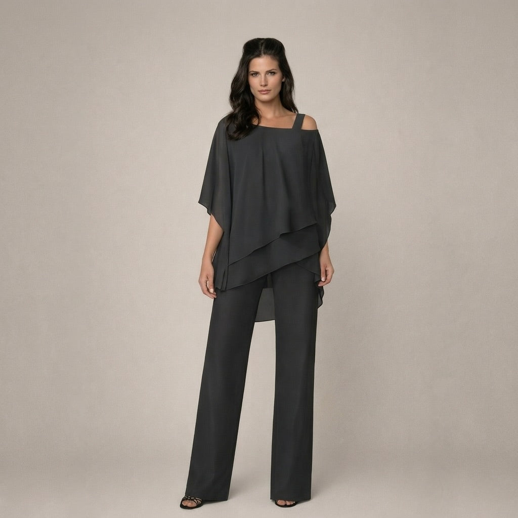 Stilingas Komplektas su Sluoksniuota Blusa