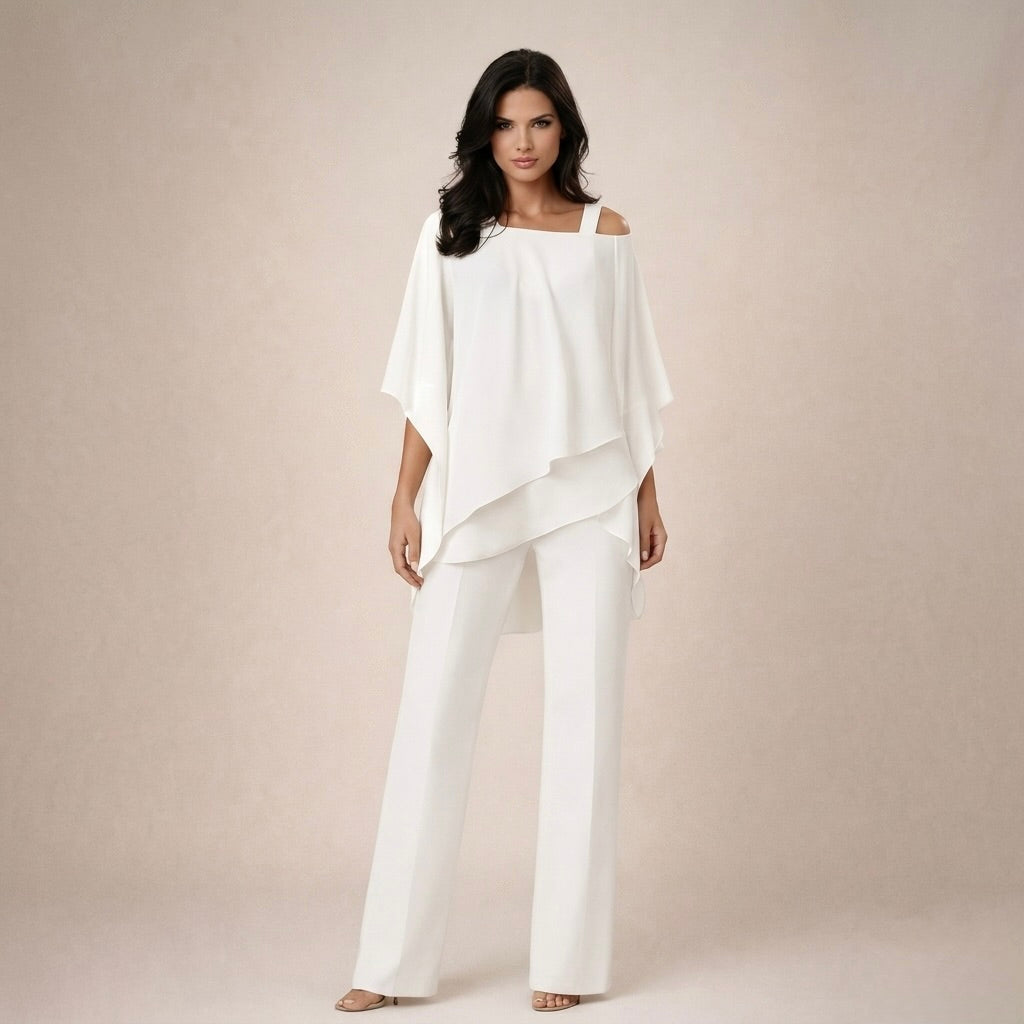Stilingas Komplektas su Sluoksniuota Blusa