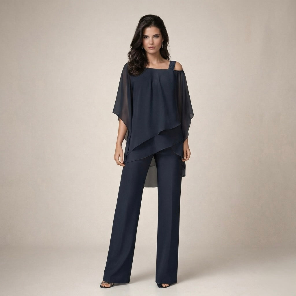 Stilingas Komplektas su Sluoksniuota Blusa