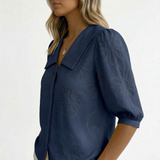 Romantiška blusa su ramunėlių siuvinėjimu